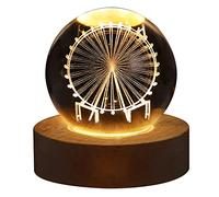 Veilleuse boule de verre, lampe de chevet boule de verre avec base en bois, lampe de table avec sphère de planètes du système solaire, lampes de lumière de lune pour enfants, amis, Regal
