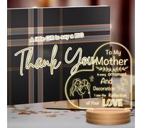 Veilleuse -Cadeau Pour Maman Avec Mots Touchants-Cadeau D'anniversaire Pour Maman De La Part De Sa Fille Et De Son Fils-Veilleuse En Acrylique Rose-Moderne Et Élégante