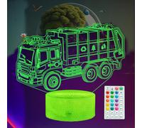 Veilleuse Camion À Ordures, Cadeau De Voiture, Camion À Ordures, Lampe Illusion 3d Avec 16 Couleurs Changeantes, Minuterie Et Intensité Variable, Décoration De Chambre D'enfants, Garçons Et Filles,