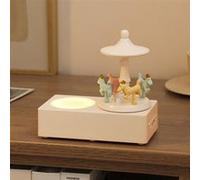 Veilleuse Carrousel Enceinte Bluetooth Bois Haut-Parleur Sans Fil LED Atmosphère Blanc YONIS Blanc G