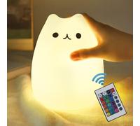 Veilleuse Chat, Télécommande Silicone Chaton Veilleuse Pour Enfants Jeunes Filles Rechargeable Veilleuse Kawaii Mignon Blanc Blanc