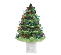 Veilleuse compacte en résine en forme de sapin de Noël émettant une lueur douce et chaude pour créer une atmosphère de vacances invitante à l'intérieur