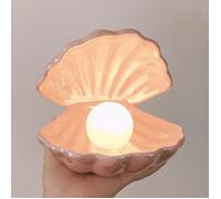 Veilleuse coquillage en céramique pour fille, lampe de nuit, banderole de perles, sirène dégradée, chevet, décoration de la maison