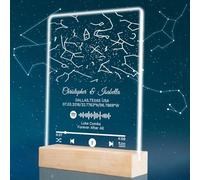 Veilleuse de Carte Des étoiles Personnalisée,Carte Des étoiles en Acrylique Personnalisée Pour Une Date Spécifique,Plaque de Carte du Spotify, Anniversaire,Noël, Cadeau de Saint-Valentin (Style B)