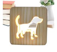 Veilleuse de chambre d'enfant - Lampe LED en bois pour chien, 1 lampe d'ambiance en forme de chiot pour tables de chambre à coucher, silhouette sculptée avec noyau lumineux chaud, fournitures
