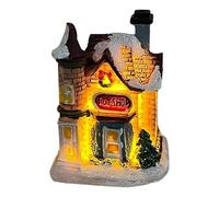 Veilleuse de Noël | Fausse veilleuse vintage de ferme - Scène de ville de Noël, décoration de paysage de bureau, statue de village d'hiver avec lumière LED pour maison, magasin, restaurant