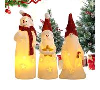 Veilleuse de Père Noël | Lot de 3 lampes | Décoration de bureau Lampe de bonhomme de neige et Père Noël | pour appartement, chambre, résidence, cuisine, chambre d'enfant