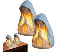 Veilleuse de prière de la Vierge Marie 2025 - Décoration catholique de la Vierge Marie pour la foi, la paix et le confort spirituel, pour décoration de salon, chambre à coucher, bureau (2 pièces)