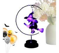 Veilleuse de Sorcière Volante - Lampe de sorcière décorative - Éclairage d'ambiance effrayant | Décoration créative de sorcière d'Halloween - Veilleuse debout en fer pour chambre à coucher, salon