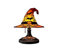 Veilleuse décorative d'Halloween 2026 avec motif citrouille, lampe de table en résine pour décoration d'ambiance automatique grâce au capteur crépusculaire, éclairage idéal pour chambre d'enfant