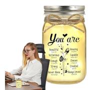 Veilleuse décorative en verre, lampe LED chaude pour une ambiance chaleureuse, surprise chrétienne rustique avec cordon léger alimenté par piles, vernis de table religieux pour chambre à coucher