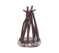 Veilleuse décorative pour feu de camp, base en bois de chêne fabriquée à la | Chêne naturel et pierre, lueur d'ambiance chaude, alimentation USB, hauteur 16 cm, idéal pour table de chevet, salon