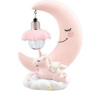 Veilleuse Dessin Animé Licorne Lune De Résine - Rose - Bébé - Piles - 11*15cm