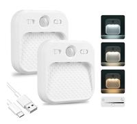 Veilleuse Detecteur de Mouvement 2 Pack, Dimmable en Continu avec Fonction Minuterie et Design Magnétique, 3 Températures de Couleur, Veilleuse Rechargeable pour Escaliers/Couloir/Chambre à Coucher