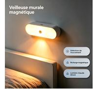 veilleuse detecteur de mouvement-Charge USB magnétique-Double température de couleur-Pour chambre, escalier et cuisine