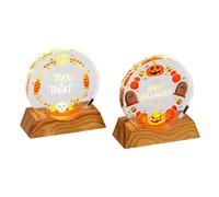 Veilleuse d'Halloween en cristal, 2 pièces de décoration de bureau alimentée par USB - Comprend des thèmes lumineux de citrouille et de crâne - Éclairage d'ambiance effrayant pour la maison et les