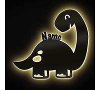 Veilleuse Dinosaure Milo personnalisable avec le nom de votre choix, lampe déco LED, le cadeau pour les fans de dinosaures , produit fait main, en bois