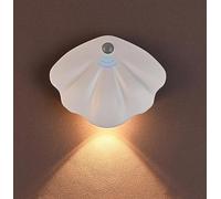 Veilleuse d'intérieur à détecteur de mouvement Chargement USB Applique murale intelligente en forme de coquillage Veilleuses portables à fixer au mur pour couloir Chambre à coucher Allée (White)