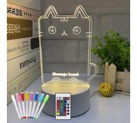 Veilleuse En Acrylique Cadeau Pour Maman, Idee Cadeau Femme Anniversaire, Cadeau Noel, Diy Tableau Écriture Lampe Veilleuse Bébé Enfant Fille Telecommande Prise Usb A Pile Couple Fete Des Mere (Chat)