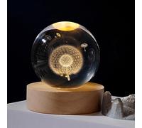 Veilleuse en boule de cristal 3D, Décoration de Noël Ange boule de cristal lumineuse veilleuse avec lumière LED, Décoration de Noël Ange lampe boule de cristal avec socle en bois, Cadeaux de Noël pour
