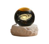 Veilleuse en forme de boule de cristal gravée au laser - Cadeau d'anniversaire - Sphère en verre USB avec décoration de bureau - Base en bois - Lampe à langer - Cadeau de nuage - Boule d'espace bola