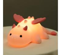 Veilleuse en forme de dinosaure mignon - Lampe de chevet rechargeable en silicone - 3 niveaux à intensité variable avec 7 couleurs - Lampe de chevet pour décoration de chambre - Cadeau amusant pour