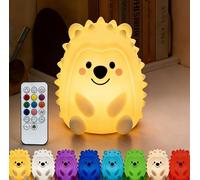 Veilleuse en forme de hérisson pour bébé, veilleuse pour allaitement, lampe mignonne avec 9 couleurs changeantes, veilleuse rechargeable en silicone avec minuterie, cadeau pour enfants, garçons et