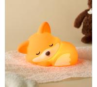 Veilleuse en forme de renard mignon, lampe en silicone alimentaire rechargeable, 2 niveaux d'intensité, veilleuse spongieuse pour bureau, cadeau amusant