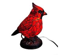 Veilleuse en forme d'oiseau rouge avec design fabriqué à la main et base lestée stable, construction composite en résine offrant une lueur douce pour la décoration de la maison (petite taille)