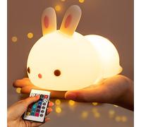 Veilleuse Enfant 16 Couleurs Télécommande, Lapin Bébé Rechargeable Sans Fil Cadeau Naissance