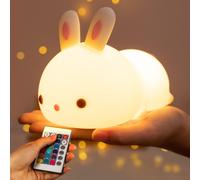 Veilleuse Enfant, 16 Couleurs+Télécommande Veilleuse Bébé Veilleuse Enfant Rechargeable+Sans Fil, Veilleuse Lapin Veilleuse Bebe Kawaii Deco Chambre Bebe,Deco Chambre Ado Fille Cadeau Naissance Fill