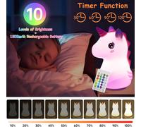 Veilleuse Enfant Bébé Rechargeable Licorne Tactile Fille Portable Maternité Silicone Souple Lampe Kawaii Led Usb Allaitement Nuit Animaux + Lampes Usb Nomade Chambre Intensité Telecommande Pile Faibl