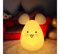 Veilleuse Enfant Lampe Souris Silicone Souple Lampe Chevet 9 Couleurs Rechargeable Télécommande Led Veilleuse Pour Cadeau Noël/Bureau/Chambre À Coucher/Salon/Extérieur