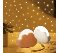 Veilleuse Enfant Nuage, Lampe Veilleuse Bébé Rechargeable Blanc + Rose