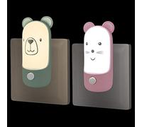 Veilleuse Enfant Prise Électrique avec Interrupteur Lot de 2 Lampe de Nuit Animaux Chambre Bebe Allaitement, Cadeau Nouveau-né Fille 1 an