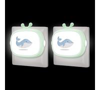 Veilleuse Enfant Prise Électrique, Lot De 2 Lampe De Chevet Bébé Avec Capteur Crépusculaire, Led Lumière De Nuit Nomade Motif Baleine Renard, Éclairage Allaitement Mural Pour Chambre Nouveau-Né Fille