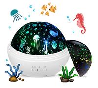 Veilleuse Enfant Projecteur, Bébé Lampe Projecteur Étoile et Océan, 360°Rotation Projection Lampes de Chevet (Blanc)