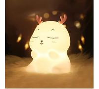 Veilleuse Enfant Rechargeable Diboniur - Lampe de Chevet Tactile - 7 Couleurs LED - Silicone - Blanc