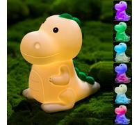 Veilleuse Enfant Rechargeable Dinosaure 7 Couleurs Lampe Chevet Silicone Rechargeable par USB Lampe Veilleuse Enfant Tactile Cadeau pour Décoration Chambre à Coucher Bébés, Enfants, Adolescents