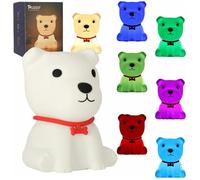 Veilleuse Enfant Silicone Tactile Doux 8 Led Usb Rgb Chien Blanc Multicolore