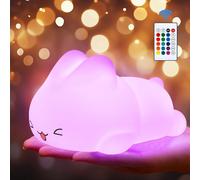 Veilleuse Enfants Avec Télécommande, 16 Couleurs Veilleuse Pour Enfants Lapin, Veilleuse Enfant Rechargeable En Silicone, Veilleuse Portable Cadeaux Pour Garçons Et Filles