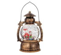 Veilleuse enneigée avec motif cheval de dessin animé, lampe de Noël rétro jouant des chansons traditionnelles de vacances pour décoration d'hiver (vieux bonhomme de neige)