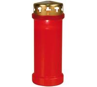 Veilleuse extérieure - CIERGERIE DU SUD EST - Rouge - H: 175 mm - Durée 60 heures - Capuchon doré