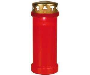 Veilleuse extérieure - CIERGERIE DU SUD EST - Rouge - H: 175 mm - Durée 60 heures - Capuchon doré