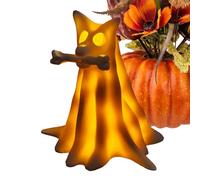 Veilleuse fantôme d'Halloween - Lampe pour chien de Dachshund, figurine en résine, ornement brillant spooky, éclairage d'ambiance décoratif, sculpture crémeuse saisonnière | Bedside Table Bedroom