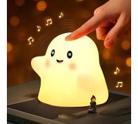 Veilleuse Fantôme pour Enfants, lampe en silicone à toucher avec musique pour aider à dormir, changement de couleur RVB, 13 sons amusants, décoration fantôme mignonne rechargeable pa Tap-to-pay style