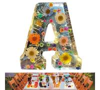Veilleuse florale en résine faite à la main, 26 lettres florales, pour mère et épouse, lampe de lettres créatives pour décoration de fête d'anniversaire (A)