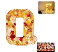 Veilleuse florale en résine, lettres de l'alphabet en résine pressées avec lumière LED - Lumière de nuit - Cadeau d'anniversaire pour mère, épouse, petite amie, elle (Q)