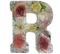 Veilleuse florale LED en résine avec lettre initiale A-Z personnalisée à faire soi-même, vraies fleurs séchées - Décoration d'intérieur - Cadeau d'anniversaire, fête des mères