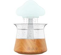 Veilleuse Fontaine Zen Diffuseur D'huiles Essentielles Micro-Humidificateur Avec Nuage De Pluie Et Son De Gouttes D'eau Pour Aromathérapie, Bureau, Sommeil, Relaxation - 450ml,Brun